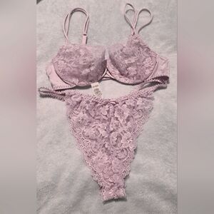 Jaclyn Smith Lace Bra Set in Soft Pink